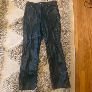 7 For All Mankind dark Forrest green vegan leather pants